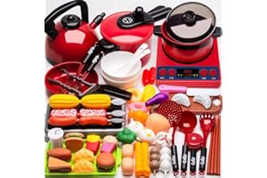 YOPOTIKA Ensemble De Jouets De Cuisine en Plastique 61 Pcs, Accessoire Cuisine Enfant,Faire Semblant De Jouer Au Jouet, Ustensiles De Cuisine De Simulation Nourriture Ustensiles pour Tout-Petits Enfants