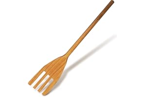 Fackelmann Forchettone multiuso da cucina, ideale per pasta lunga, arrosti, materiale in legno di ciliegio, lavare a mano, dimensione 35 x 6 x 1,3cm, Linea Ecoelegant