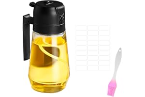 DAKLUNAR 2 en 1 Pulverizador Aceite,470ml Spray Aceite Cocina para Freidora Aire,Aceitera Antigoteo Rociador Para Cocinar,Vaporizador Aceite con cepillo aceite para Cocinar Hornear Asar y Ensaladas