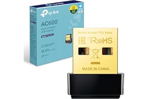 TP-Link Archer T2U Nano WiFi Dongle, AC600 Wireless USB wifi Adapter, Dual Band 5 GHz High Speed Wi-Fi dongle for PC, Desktop, Laptop, Supports Windows 11/10/8.1/8/7/XP, Mac OS X, Nano design