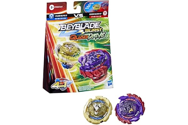 Hasbro Beyblade Burst QuadDrive, Pack de 2 toupies de compétition Berserk Balderov B7 et Cyclone Belfyre B7, Jouet pour Enfants, à partir de 8 Ans