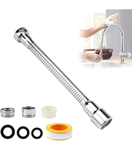 Prolunga Per Rubinetto Cucina Regolabile - Antischizzi, Risparmio Idrico - Grigio 18cm - Foto 3