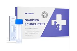 Vetasan 1x Giardien Schnelltest für Hund & Katze I Professioneller Giardientest zuverlässig & schnell I 98,3% Genauigkeit I Giardien Test, Giardia Test