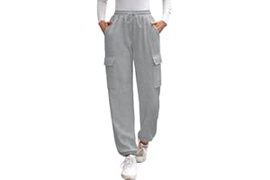 CrystErzoix Fleece Lined Joggers Womens Thermal Tracksuit Bottoms Ladies Jogging Trousers Thick Cargo Sweatpants Winter Casual Jogger Pants