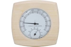 CHANGOR 2-in-1 Sauna Hygrothermograph Double Dial Wooden Thermometer Hygrometer for Sauna Room
