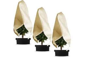 Viilich 3 pcs Housse de Protection pour Plantes,avec Cordon de Serrage, Protection hivernale pour Plantes en Pot, Protection Contre Le Gel pour Plantes, Plantes de Balcon- 100 x 80 cm