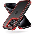 MobNano Compatible with iPhone 15 Pro Case, with Multicolor Protective Shockproof Bumpers, Crystal Clear Not Yellowing Anti-Scratch Hard PC Back & Soft Silicone TPU Frame Cover -Black/Red