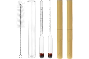 QWORK 2 Pieces Alcohol Meter Aräometer Set 0-100 Vol%, Contains cylinder brush + glass measuring cylinder