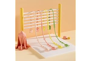 FAMIDIQGO 4 cinture di sicurezza giocattolo beige, rosa, giallo, verde, clip per ciuccio in silicone per uso alimentare, cinghie per becco, estensibili, regolabili