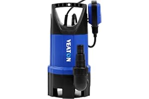 VEATON Portable Submersible Pump 750W 13000L/H, Dirty/Clean Water Pump Automatic or Continuous Manual Operation by Float Switch, Water Transfer Drainage Pump for Pond Garden Pool Hot Tub
