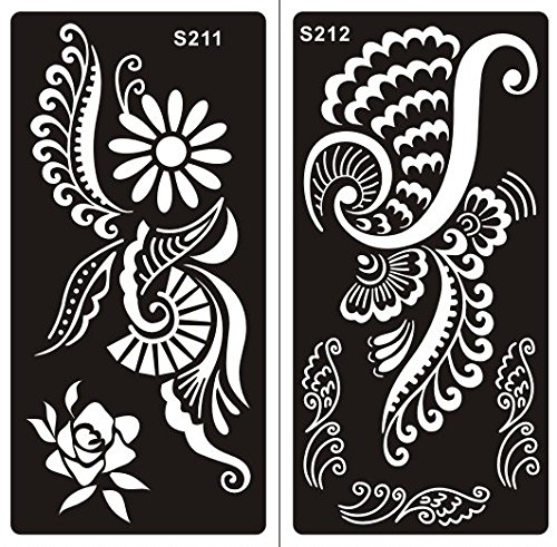 Mehandi Schablonen 10 Sheets Set G Henna Designs zur einmaligen Verwendung für Körper auch für Glitter Tattoo und Air Brush Tattoo geeignet - 4