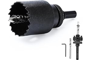 MOXPIFY Scie cloche bimétallique de 48 mm avec tige SDS Plus et tige hexagonale - Couronne de forage pour bois, placoplâtre, métaux fins, plastiques