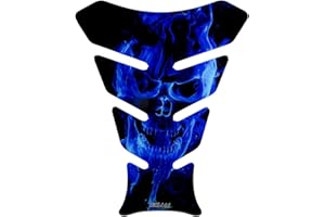 BIKE-label X500067VA Protège-réservoir 3D Motif tête de mort flammes bleu