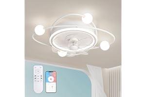‎RRBEST RRBEST Moderne Deckenventilator mit Beleuchtung,58CM Dimmbar LED Deckenleuchte Mit Ventilator,48W Timer Deckenventilator Mit Lampe Für Wohnzimmer Schlafzimmer Esszimmer (weiß)