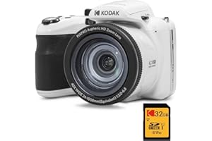 KODAK Pack Numérique Bridge Pixpro Astro Zoom AZ425 + Carte SDHC 32GB - Appareil Photo 20 MP, Zoom 42X, Grand Angle, Écran LCD 3", Vidéo Full HD 1080p, Batterie Li-ion - Blanc