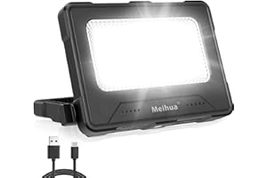 MEIHUA Reflektor roboczy LED, 60 W, akumulator 10 000 mAh, reflektor budowlany LED, wodoszczelny, przenośny, ładowany przez USB, lampa kempingowa, 4 tryby świecenia, 5 poziomów jasności, na plac