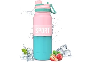 KollyKolla Botella Agua - 500ml/1L, Botella de Agua Deportiva con Paja, Tapa de Botella 2-in-1, Botella Gimnasio Sin BPA, Prueba de Fugas, Botellas de Agua Plastico para Gimnasio, Running, Bicicleta