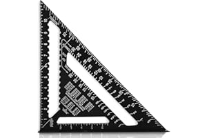 NMTECH Speed Square Metric 12 inch - Roofing Square for Engineers | Black Aluminum Rafter Square | Metal Triangle Ruler | Builders Framing Square | Precise Measuring Woodworking Carpenters Tools