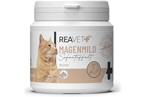 ReaVET Magenmild Pulver für Katzen 50 g – Unterstützt Verdauung & Magenschutz bei empfindlichem Magen, Neigung zu Durchfall oder Sodbrennen – naturrein mit Bentonit (Tonerde/Heilerde)