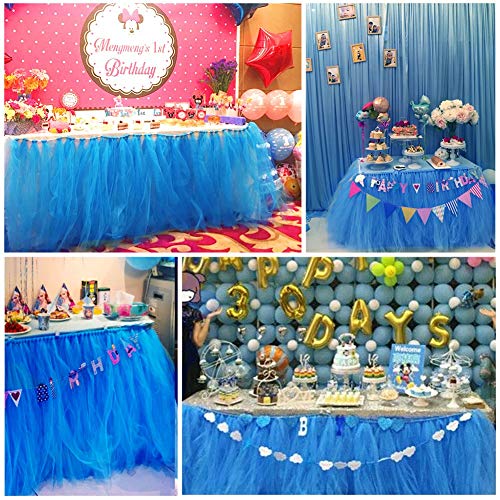 Hihoddy Falda de Mesa Tutú de tul de Mesa Gamuza de Mesa - para Bodas, Navidad, Fiestas, Bautizos, Cumpleaños, Decoración del hogar 80 cm x 91.5 cm