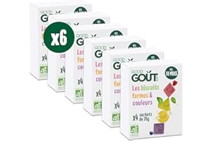 GOOD GOÛT - Les Biscuits Formes Et Couleurs - Biscuits Bébé - Dès 10 mois - Sans Huile De Palme - 35% Moins Sucrés - Couleurs 100% Naturelles - 4 sachets - Lot de 6