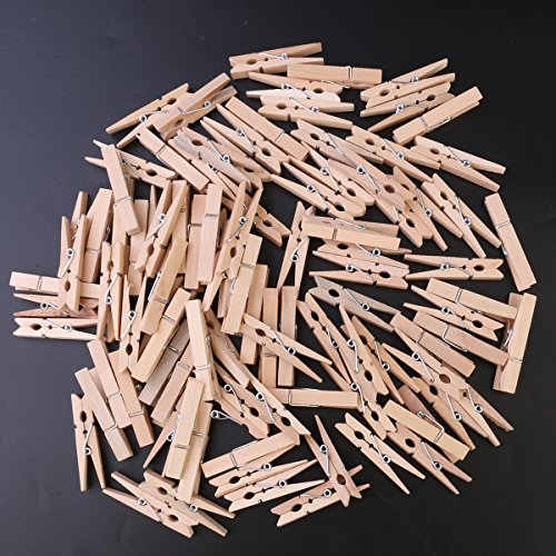 ULTNICE 4.8 cm Mini Holz Wäscheklammer Foto Handwerk Clips – 100pcs - 4