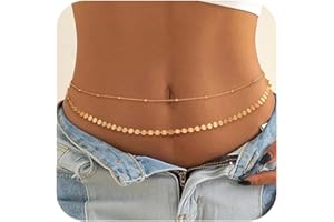 ZOERAY 2 Pcs Catena a Pancia in Paillettes per Donna Cintura Oro 18K Body Belly Chain a Strati Waist Beads Spiaggia Collana Estate con Serpente Regolagile Bikini Corpo Gioiello per Donna Ragazze