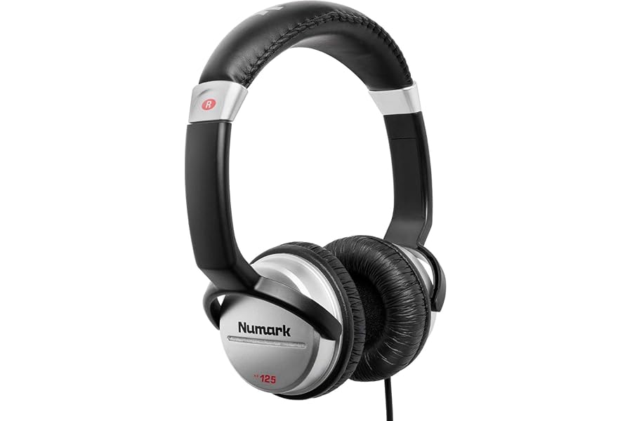 Numark HF125 Auriculares de Grabación y DJ con Cable de 1,8 m, Transductores de 40 mm para una Alta Fidelidad, Diseño Cerrado