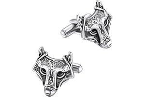 FaithHeart Cufflinks for Men, Vintage Style Viking Runes Compass/Wolf/Celtic Cross/Gothic Skull/Masonic Cuff Links Stainless Steel/Black, With Gift Box