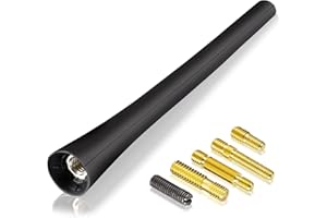 Bingfu Antenne Voiture Courte Puissante Autoradio FM AM Universel 16cm Mât Toit Caoutchouc 5 Vis Incluses M4.0 M5.0 M6.0 Compatible avec Véhicule Jeep Truck SUV Auto Amplifiée Stéréo Radio