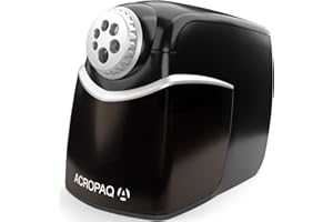 ACROPAQ Professionnel taille crayon electrique - Taille en quelques secondes, Avec 6 trous pour crayons, Pour crayons jusqu'à 11 mm de diamètre - Taille crayon avec reservoir