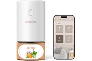 SenseFlow Diffusore di Oli Essenziali Wi-Fi SF101S - Ultrasuoni Senza Acqua Profumatore per Ambienti, 100% Vegetale, Aroma 120 Giorni, LED, Ideale per Casa, Hotel e Studio - Arancia di Capri
