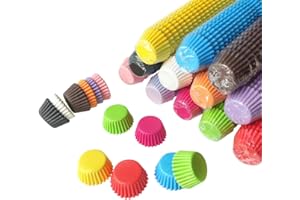 JIHUOO 500 pièces de mini caissettes à cupcakes colorées en papier résistant à la graisse - Moules à muffins pour la pâtisserie - Emballages pour cupcakes pour la fête de baptême - Papier pour bonbons au