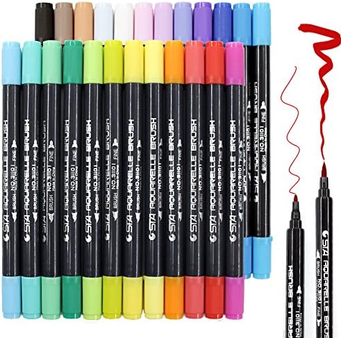 Imgreat Brush Pens Set, Flexible Real Soft Brush Tips Watercolour Art Pen Markers, Create Watercolour Effect for Adult Colouring Books (24 Colours)