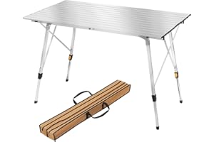 WOLTU Table de Camping Pliante en Aluminium,Table de Voyage réglable en Hauteur 120x68,5cm