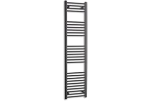 companyblue 450mm Wide Black Heated Towel Rail Radiator Flat Ladder for Stylish Bathroom (450 x 1600 mm)