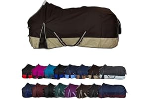 RL24 - Winterdecke Weidedecke 600D Basicline – atmungsaktive, Wind- & wasserdichte Outdoordecke mit Innenfutter & Kreuzbegurtung – Pferdedecke in Braun/Beige – 145cm (100g/m² Füllung)