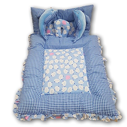 Pinks Blues New Born Baby Full Sleeping Cotton Bedding Set With