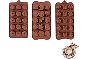 ORTCI Eari Molde de Chocolate Separable de Silicona - 3 Piezas, Fácil Desmoldeo, para Fondant y Gelatina (Marrón) (Earice-K081)
