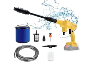 ROADTIME Hidrolimpiadora a Batería, Pistola Presion Agua Portátil Compatible con Dewalt 20V batería, con Manguera de 5m, Boquilla de 40°, Filtro, Jarra de Espuma, Cubo Plegable de 9L (sólo Herramientas)