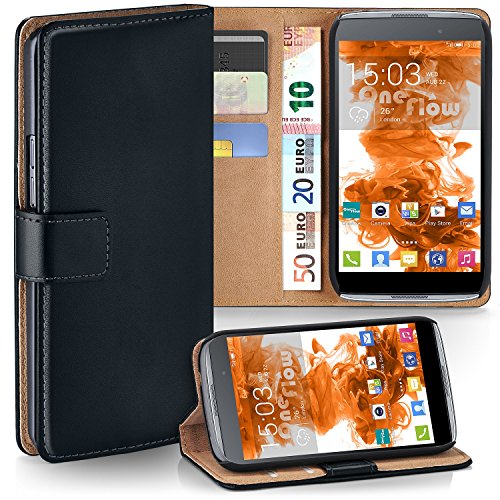 MoEx Book-style flip case compatible with Alcatel OneTouch Idol 3 4.7 | Card/money slots + stand, Black