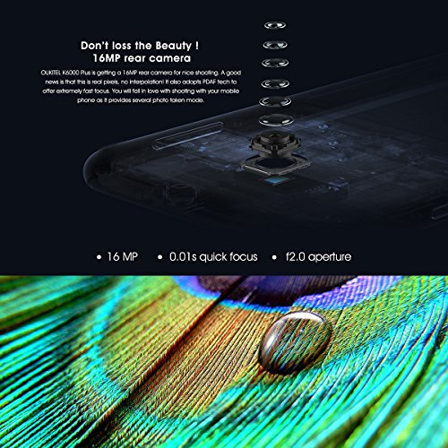 OUKITEL K6000 Plus Smartphone, Android 7.0 6080mAh, 5.5 pollici, 4GB di RAM 64GB ROM, MTK6750T Octa core, 8.0MP + 16.0MP fotocamera, impronta digitale GPS - Grigio