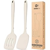 2 Pack Silicone Spatula Turner, Non-Stick Slotted Kitchen Spatula Set, Heat Resistant BPA Free for Flip Fish, Eggs, Steak, Pa