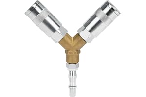 Noosverl 1/4" BSP Airline Hose Connectors 3 Way Quick Release Connectors Y Splitter Airline Coupling 1/4" BSP Air Line Fittings Male/Female Thread Quick Release Coupler for Air Lines Compressors