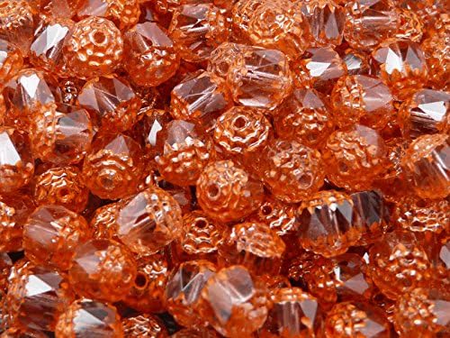 25pcs 8mm Cathedral Beads - Czech Glass Faceted Fire-Polished Beads in the form of Olive, Light Amethyst / Orange Ends