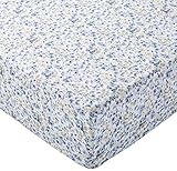 AmazonBasics Drap-housse en microfibre Bleu floral 90 x 190 x 30 cm