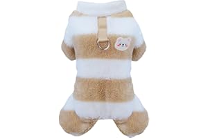 Izefia Maglione Cane Vestiti in Pile Lana Invernale Caldo 4 Gambe Jumpsuit Pigiama a Righe Arcobaleno Maglione per Cane Piccolo Gatto Medio