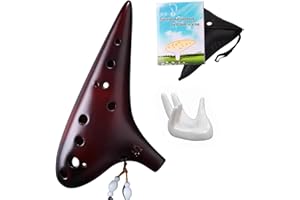 Zetong Ocarina Alto Do 12 trous avec manuel et sac de protection, parfait pour les débutants et les performances professionnelles (café fumé)
