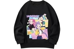 Genérico Sudadera Huntrix Anime para niñas Top Casual Manga Larga para niñas con Estampado de Animados con Estampado de Manga Larga Sudadera niños Top Casual