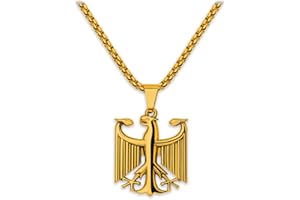 Soul-Cats Halskette mit Bundesadler Anhänger aus 316L Edelstahl, handpoliert, in Silber oder Gold, verschiedene Ketten & Längen 55–70 cm, Geschenkverpackung